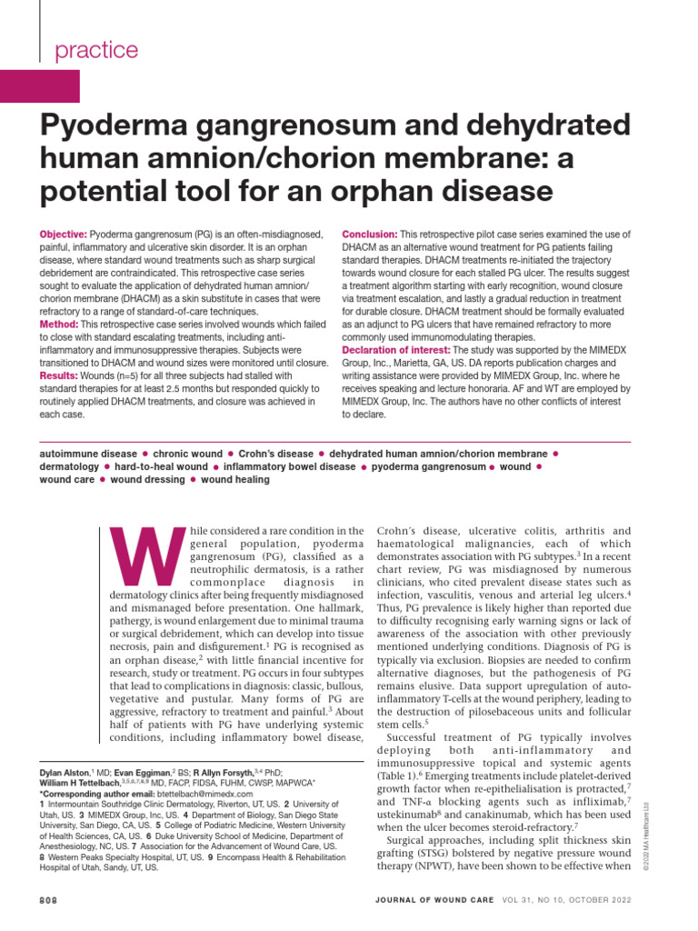 DHACM for Refractory Pyoderma Gangrenosum | PDF | Wound | Crohn's Disease