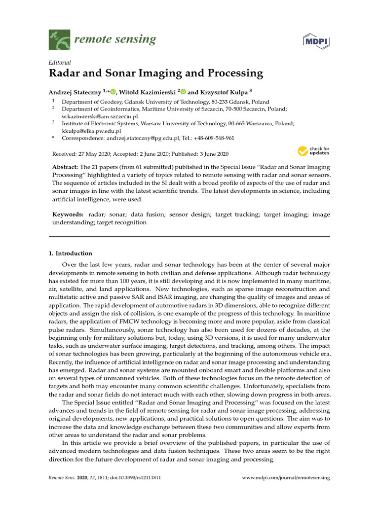 Radar and Sonar Imaging Advances | PDF | Sonar | Radar