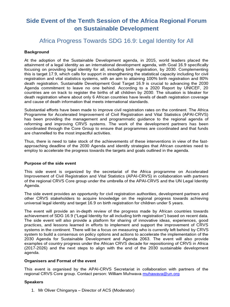 Progress on SDG 16.9 in Africa | PDF