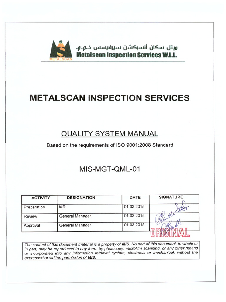 Quality System Manual Pdf