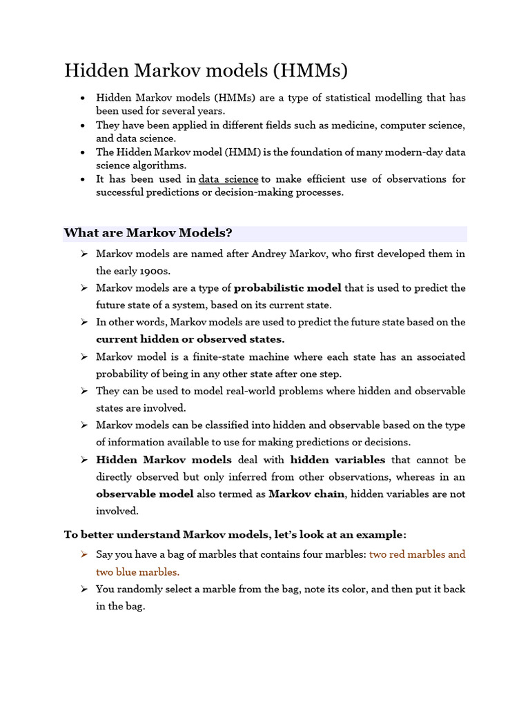 Hidden Markov Model New | PDF | Markov Chain | Statistical Models