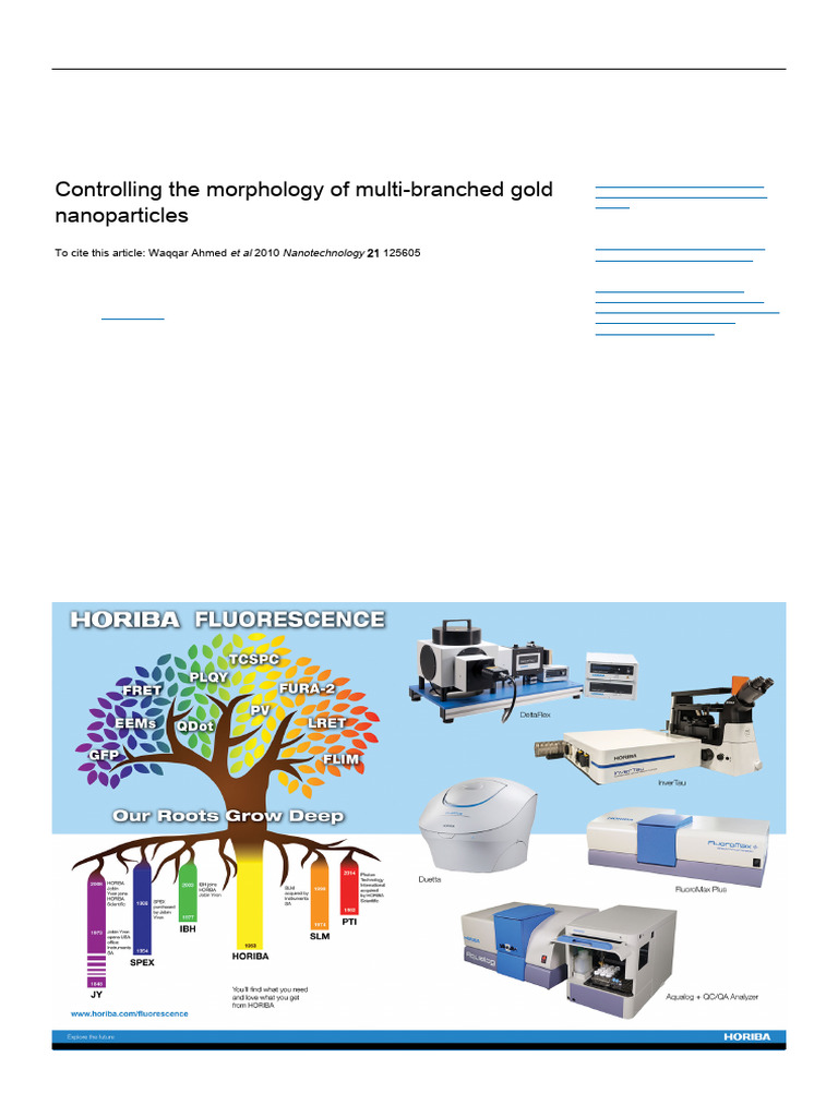 Controlling The Morphology of Multi-Branched Gold Nanoparticles | PDF ...