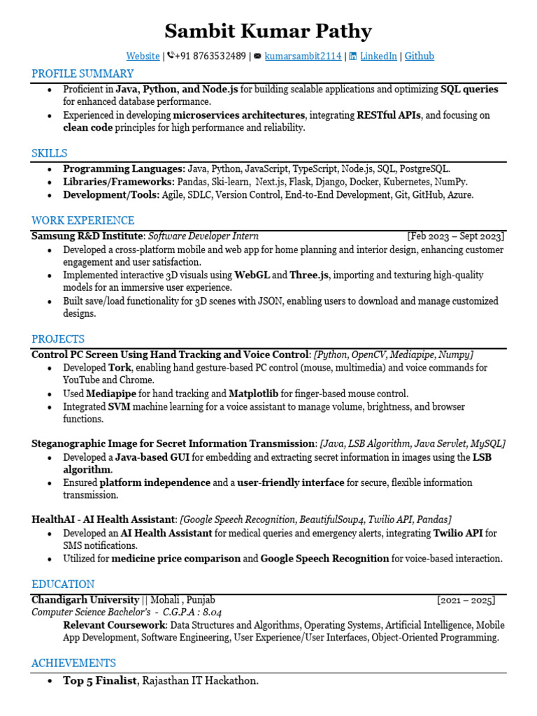 Software Developer Profile: Java & Python Expert | PDF | Java ...