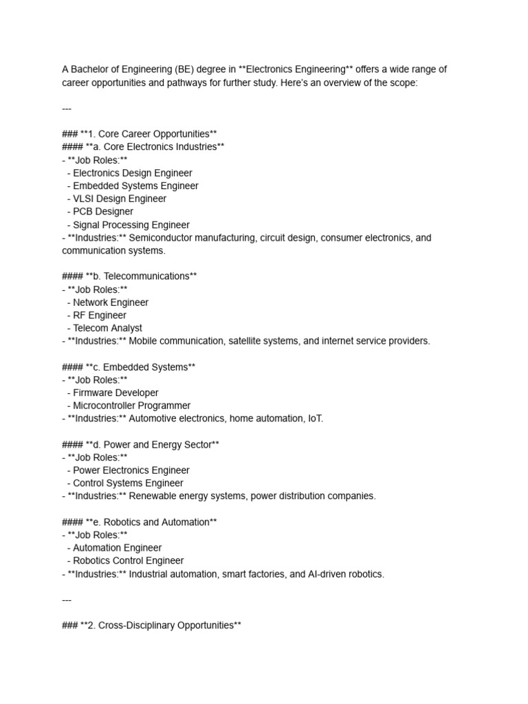 Electronics Engineering Career Paths | PDF | Electronics | Electronic ...