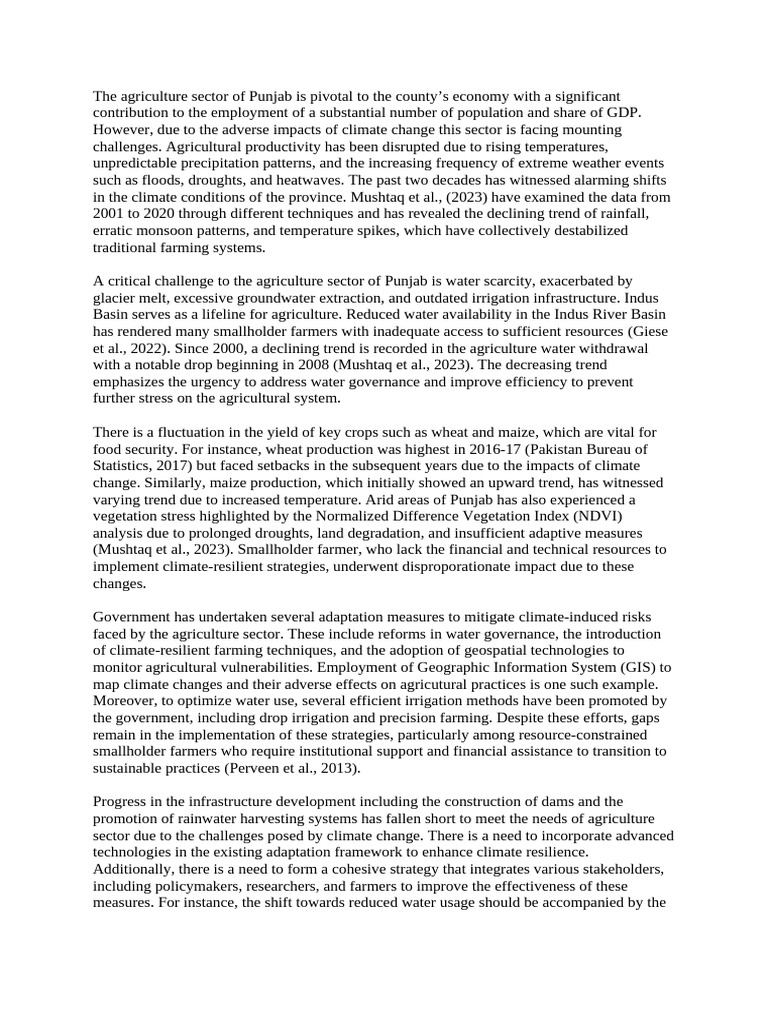 Climate Change Impact on Punjab Agriculture | PDF | Agriculture ...