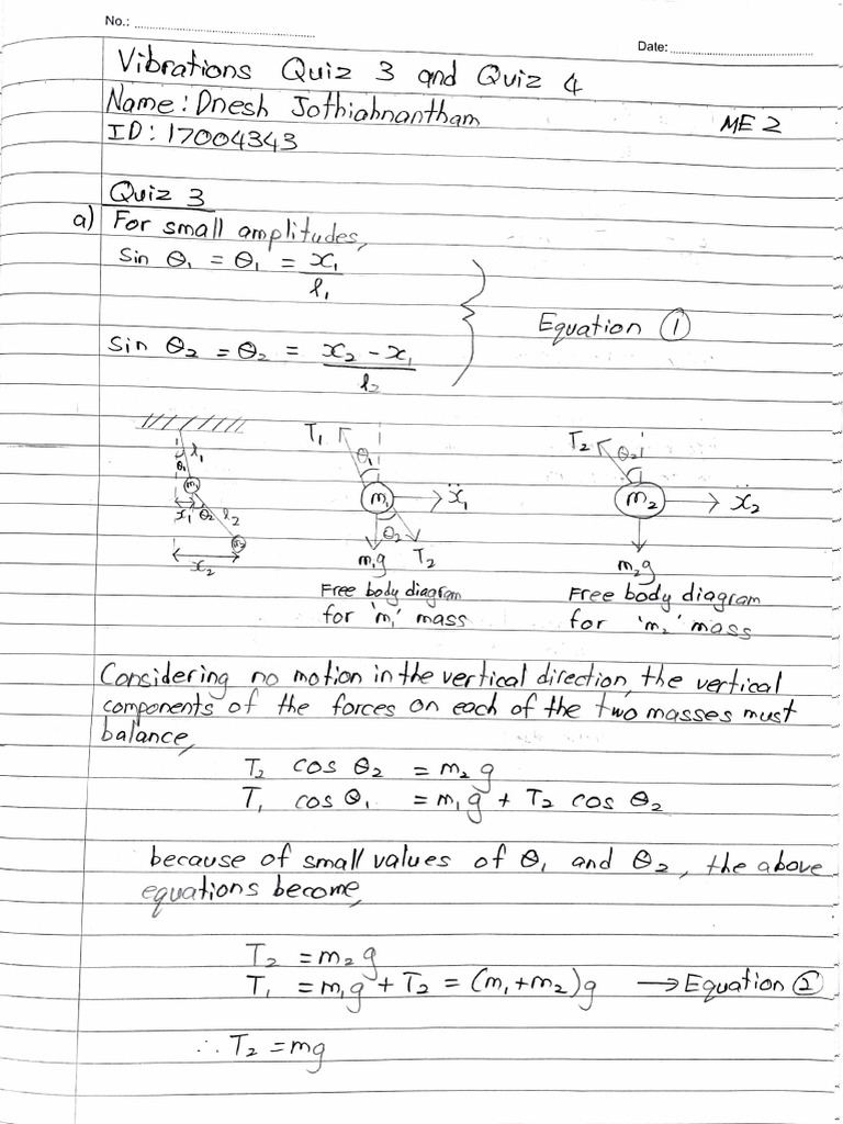 Vibrations Quiz 3 and Quiz 4 | PDF