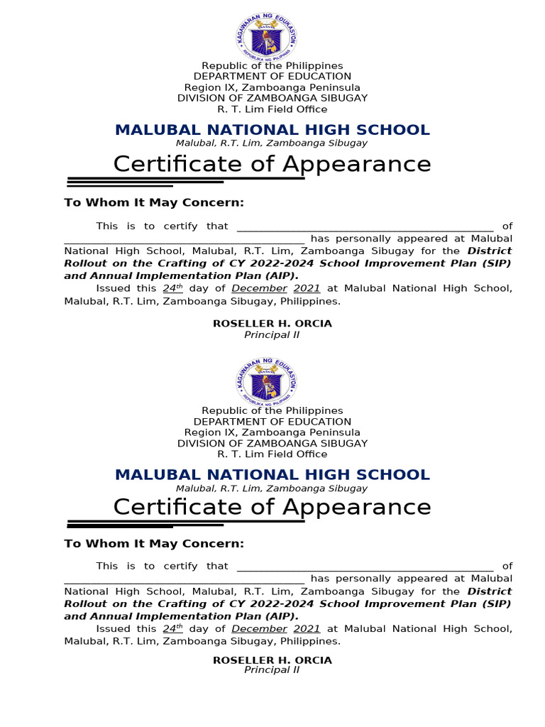CERTIFICATE OF APPEARANCE PDF CERTIFICATE OF APPEARANCE PDF