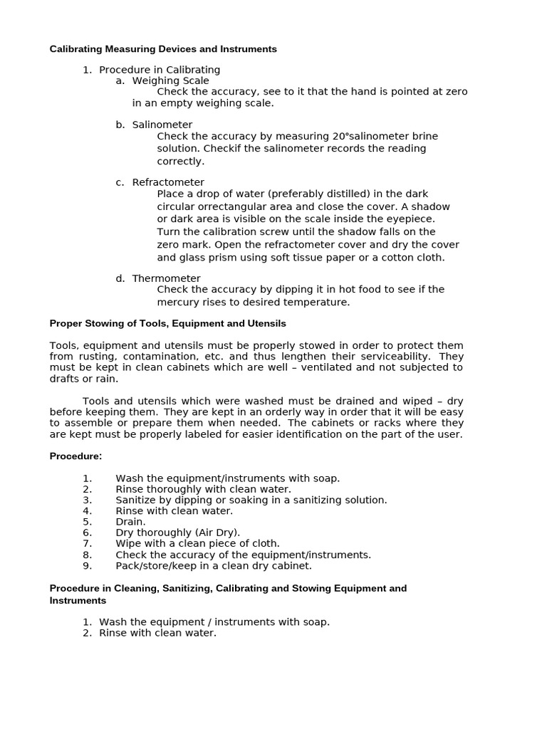 Calibrating Measuring Devices and Instruments | PDF | Calibration