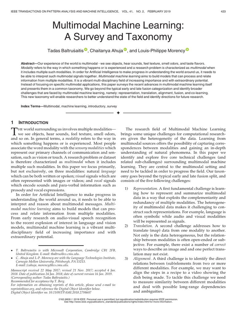 Multimodal Machine Learning Survey | PDF | Artificial Neural Network ...