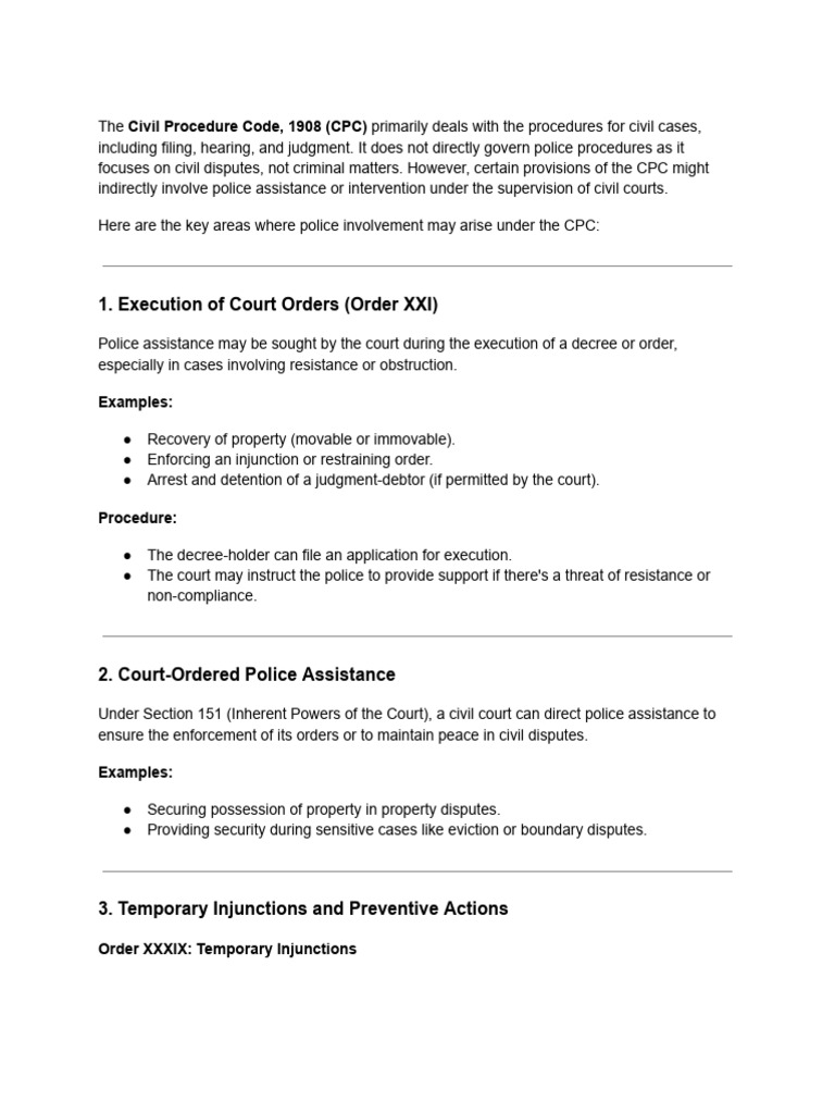 Police Procedure Under CPC | PDF | Police | Injunction
