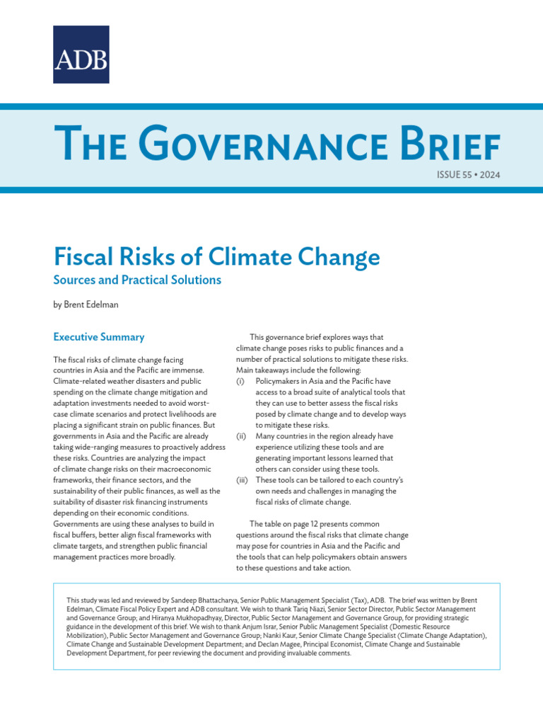 Fiscal Risks of Climate Change in Asia | PDF | Climate Change ...