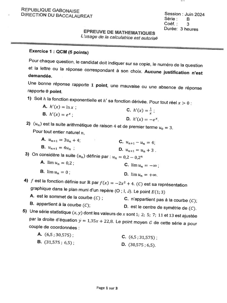 BAC2024 Maths | PDF