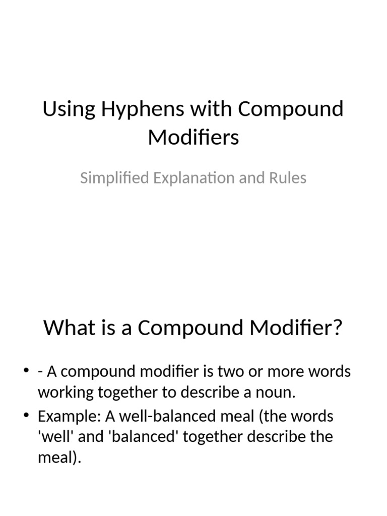 Using Hyphens With Compound Modifiers | PDF