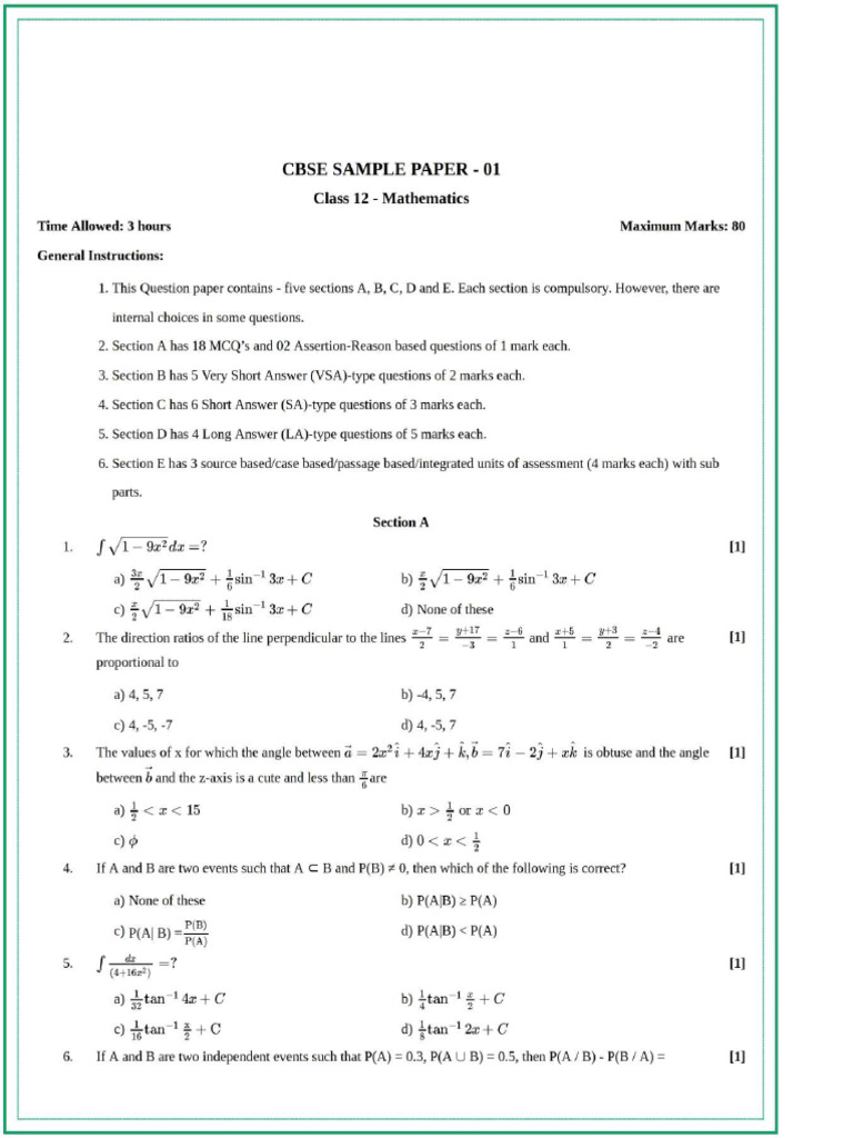 SP1 Maths 12th 2023 EduBack | PDF