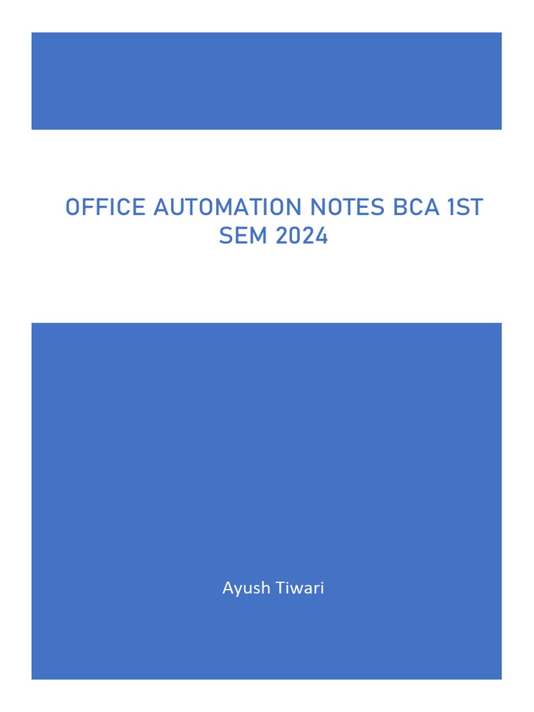 BCA 1st Sem Office Automation Notes | PDF | Databases | Sql