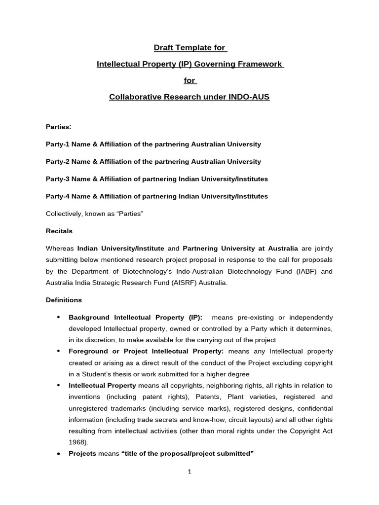 FINAL Template Intellectual Property Governing Framework IABF - 0 | PDF ...