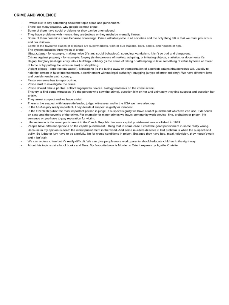 CRIME AND VIOLENCE | PDF | Crimes | Crime & Violence