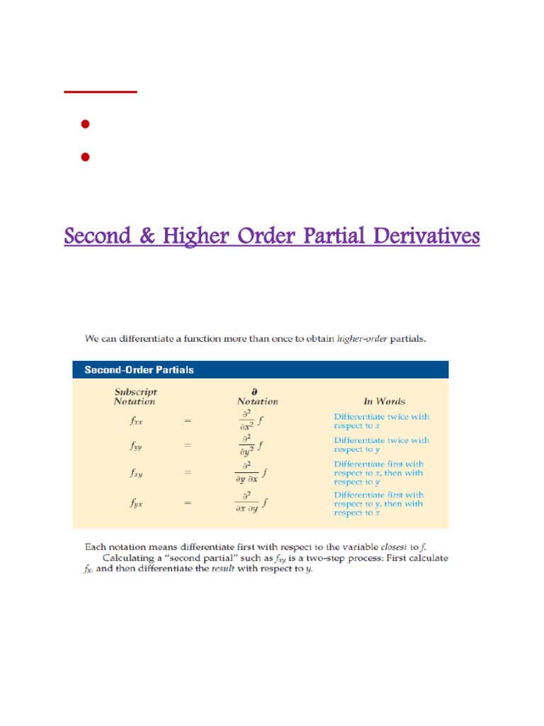 3. Second and Higher order Partial derivatives notes | PDF | Derivative ...
