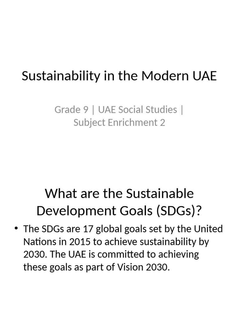 UAE Sustainability Goals and Initiatives | PDF