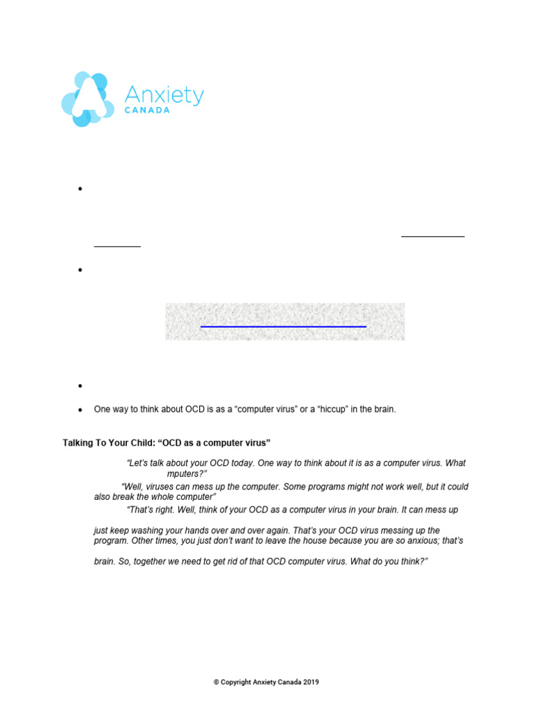 Ocd Children Pdf Obsessive Compulsive Disorder Thought