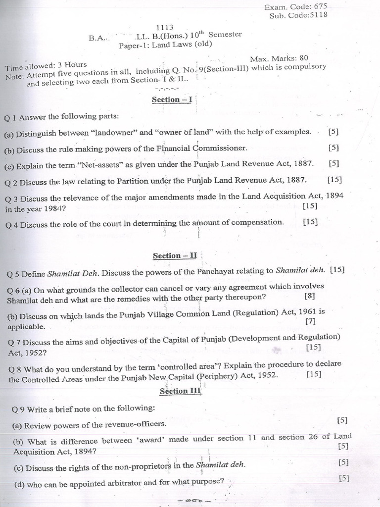 Land Laws, Code - 5118, Year - 1113 | PDF