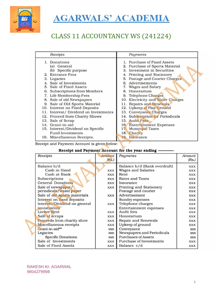 Understanding Receipts in Class 11 Accounting | PDF