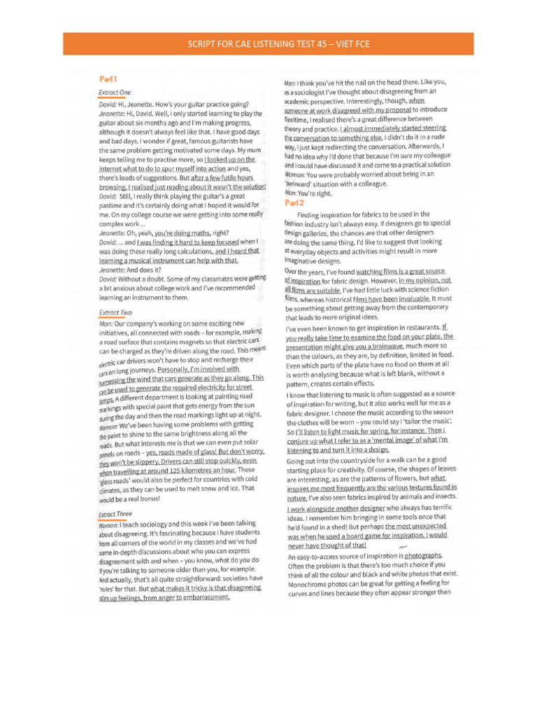 CAE Listening Test 45 Script | PDF