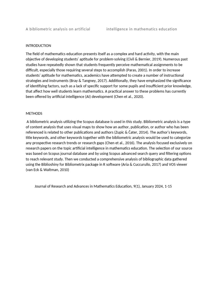 A Bibliometric Analysis On Artificial Intelligence in Mathematics ...