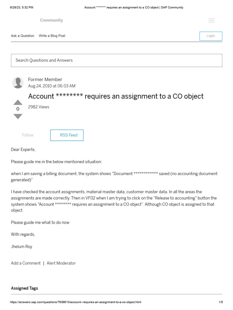 Assignment To A CO Object Issue 2 | PDF | Income Statement