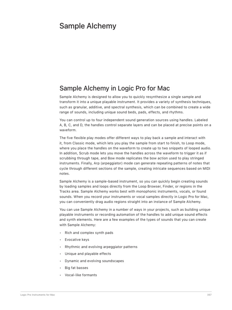 Sample Alchemy Mac | PDF | Harmonic | Synthesizer