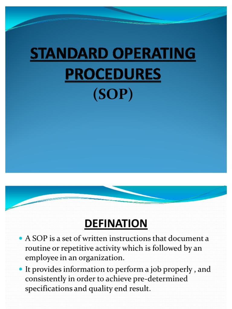 Standard Operating Procedures 1 