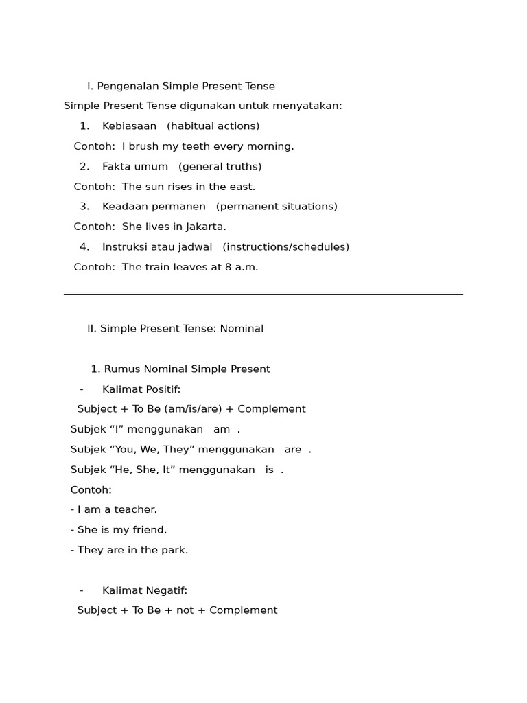 Rumus Kalimat Nominal Simple Present | PDF | Grammatical Tense | Verb