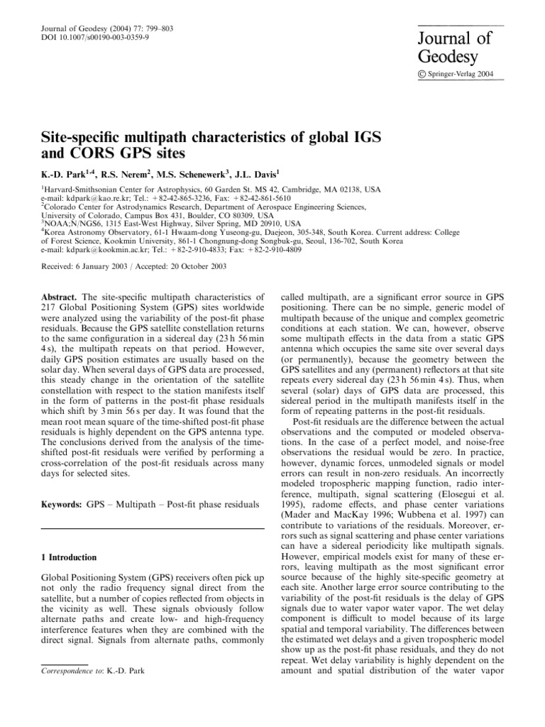 Site-Specific GPS Multipath Analysis | PDF | Global Positioning System ...
