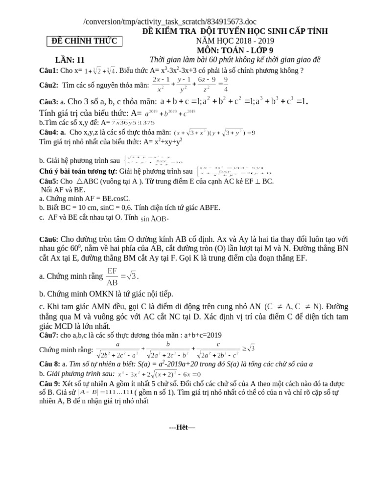 De Thi So 11 | PDF