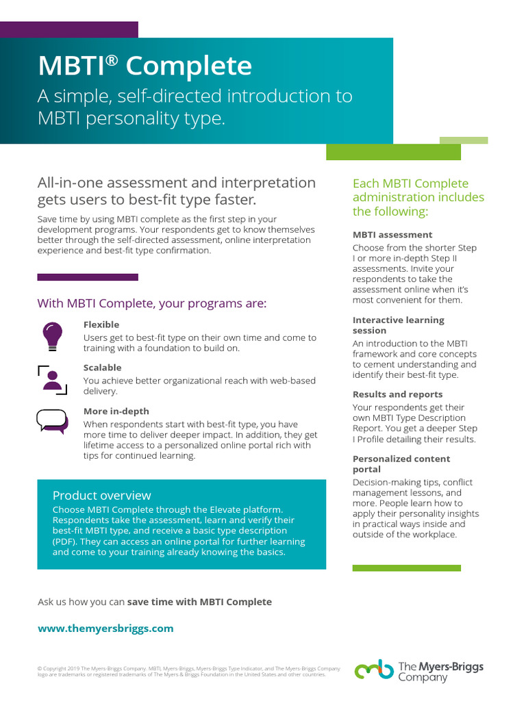 Datasheet MBTI Complete | PDF | Human Communication
