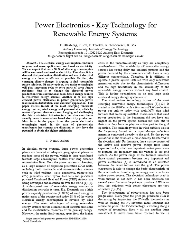 Power Electronics in Renewable Energy | PDF | Wind Power | Electric ...