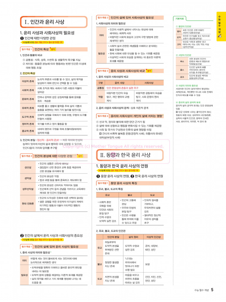 2025 윤리와 사상 요약노트 - 241201 - 213810 | PDF