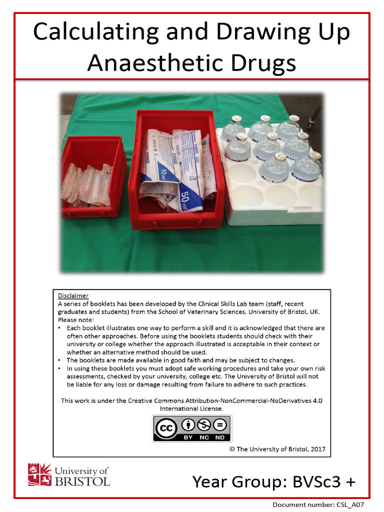 Drawing Up Anaesthetic Drugs Guide | PDF | Syringe | Injection (Medicine)
