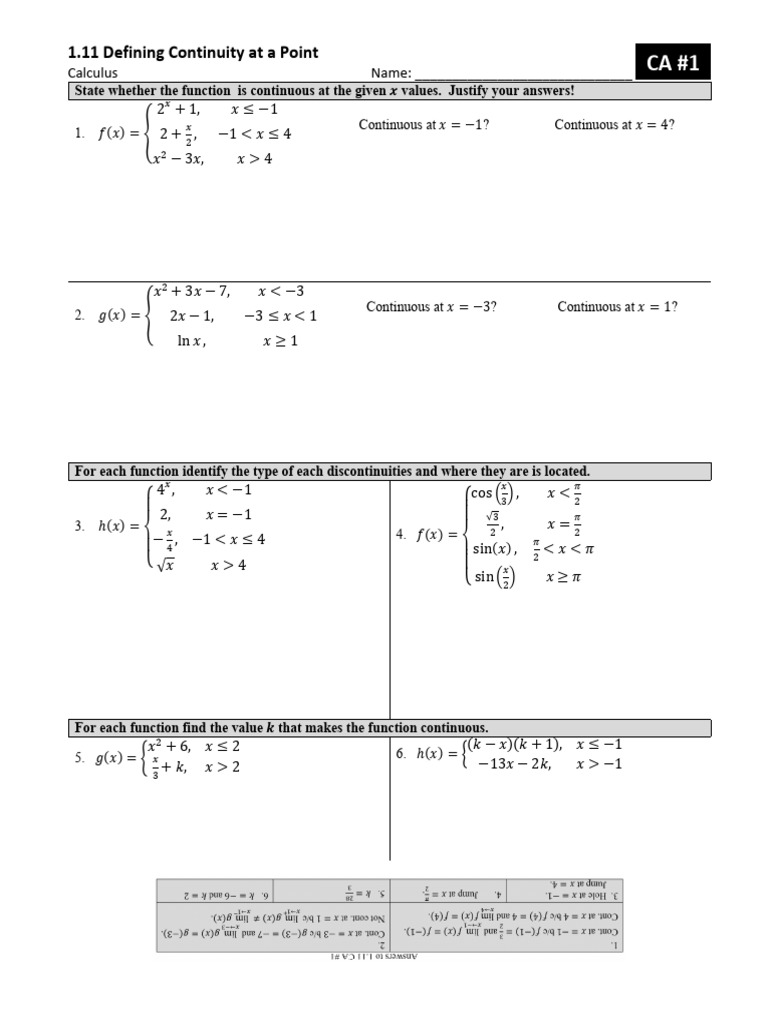 Calc 1.11 Ca1 | PDF | Function (Mathematics) | Mathematical Analysis