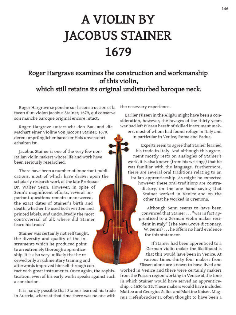 1679 Jacobus Stainer Violin Analysis | PDF | String Instruments ...