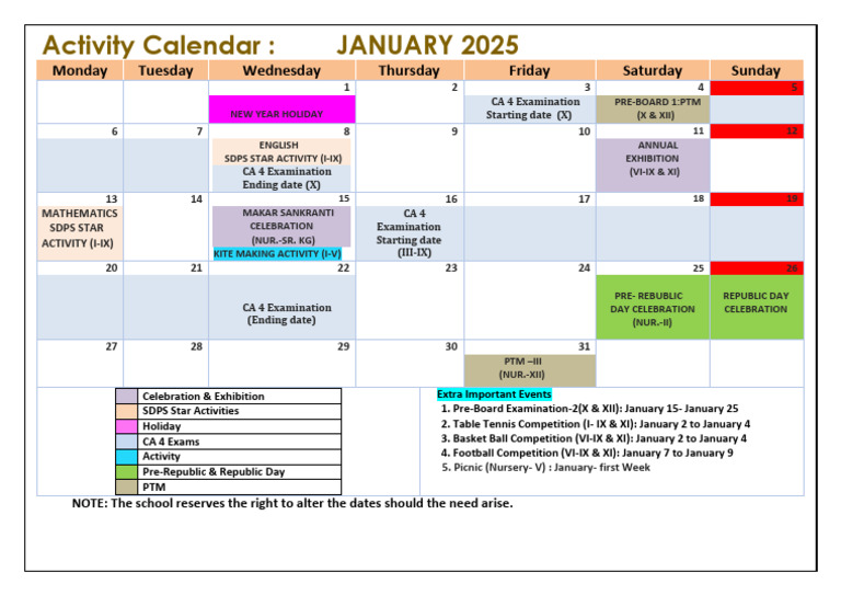 ACTIVITY CALENDAR JANUARY2025 (NURXII) PDF Observances