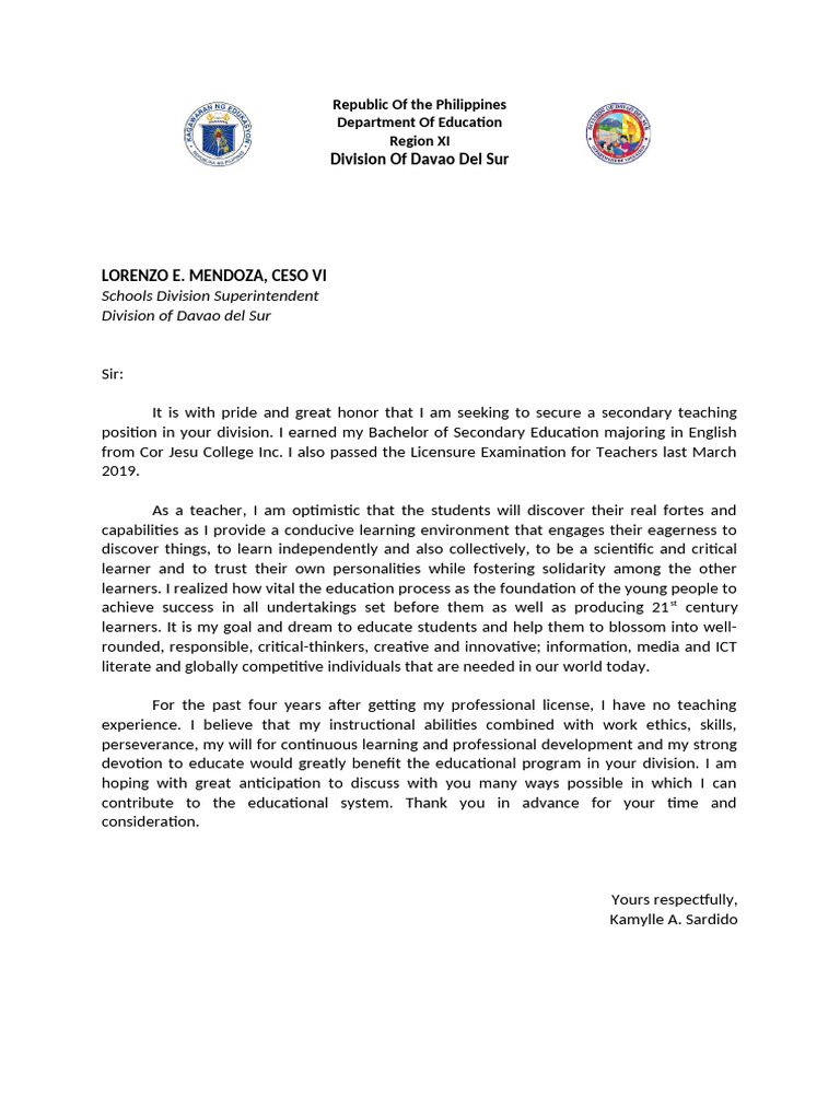 Application for Secondary Teaching Position | PDF