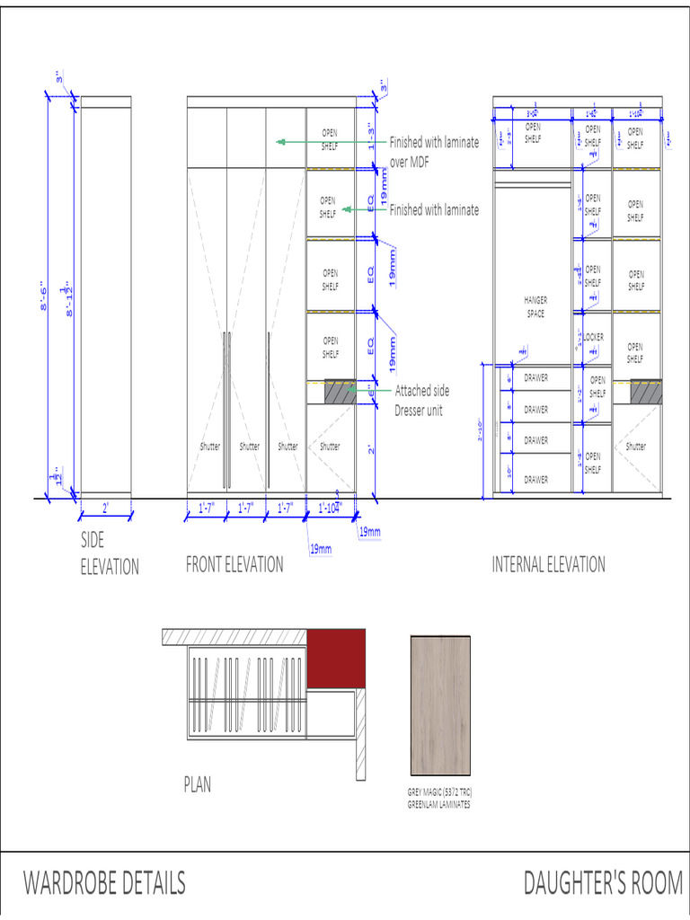 Laminate Wardrobe Design Details | PDF | Furniture | Interior Design