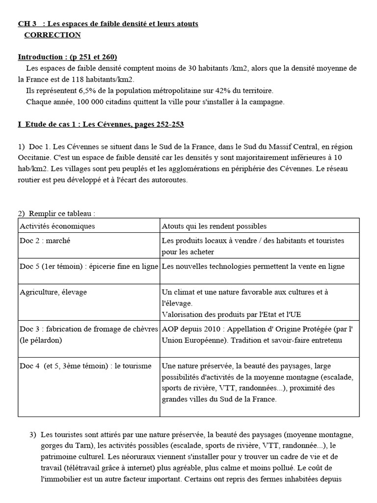 Atouts des espaces de faible densité en France | PDF | France | Tourisme