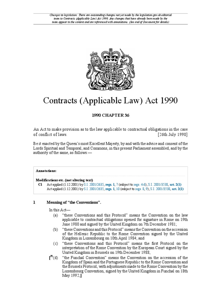 Contracts (Applicable Law) Act 1990 Ethical Principles Business Law
