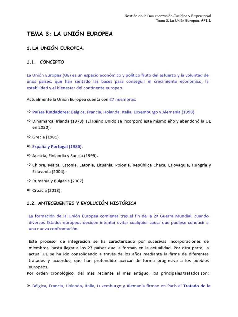 Historia y Estructura de la UE | PDF | Comunidad Económica Europea ...