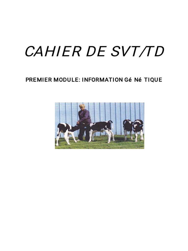 Cahier de SVT : Information Génétique | PDF