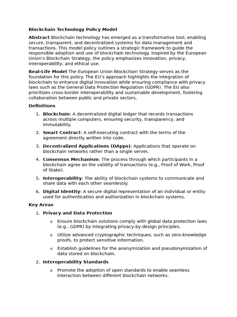 Blockchain Technology Policy Model | PDF