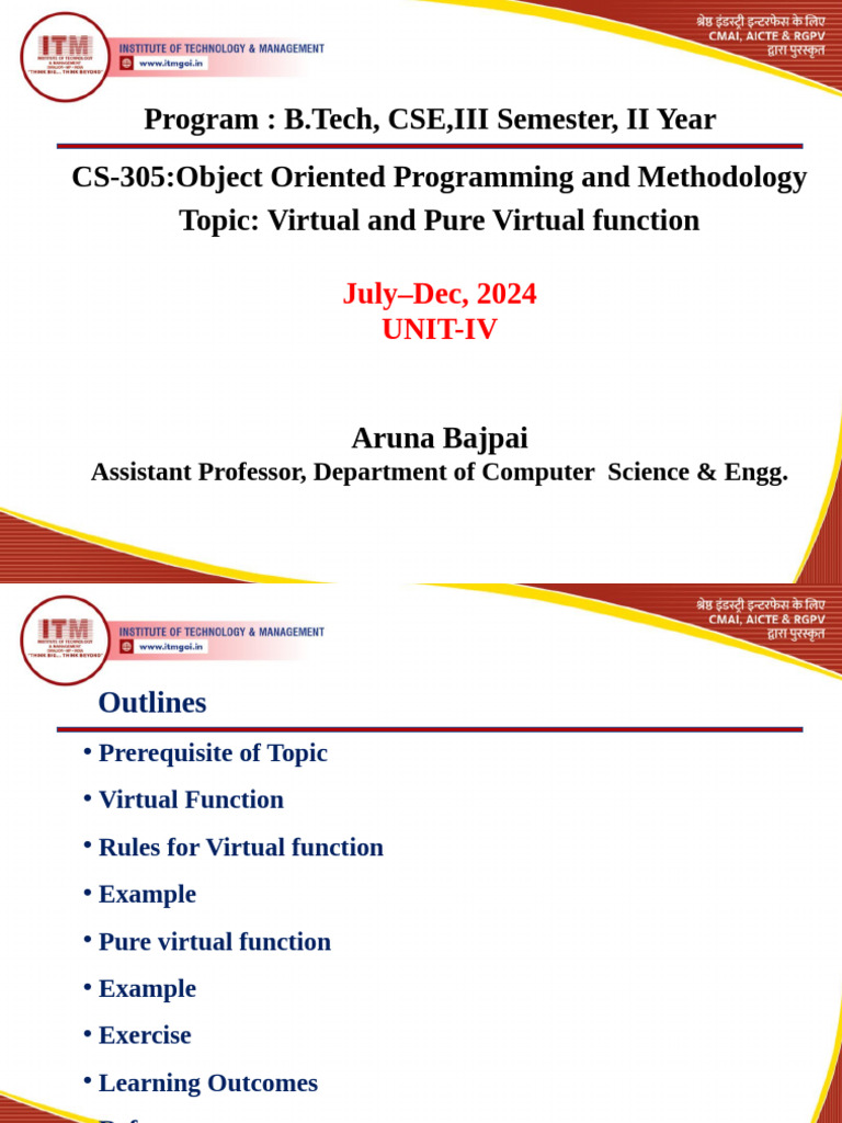 Virtual and Pure Virtual Function | PDF | Class (Computer Programming ...