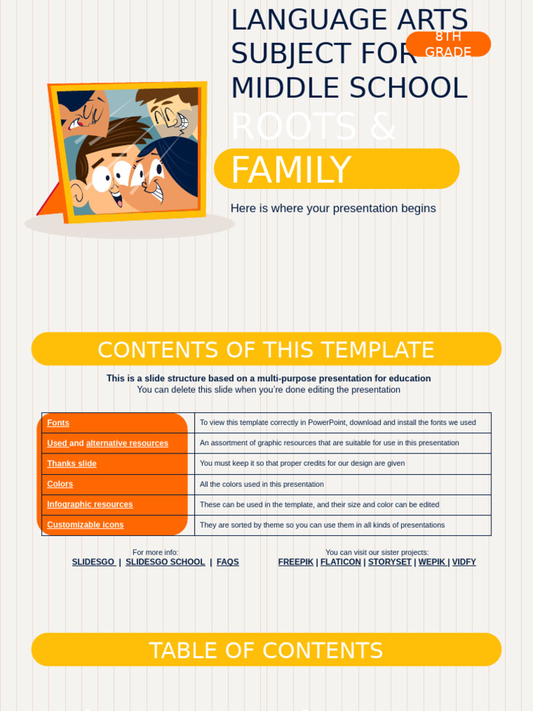 Language Arts Subject For Middle School - 8th Grade - Roots & Family by ...
